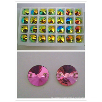 Rodada de cristal costurar no grânulo de pedra de vidro com furo (dz-3041)